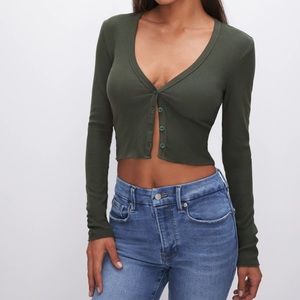Good American Micro Rib Cardigan